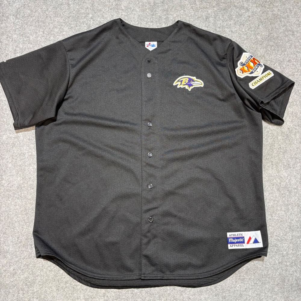 Majestic Baltimore Ravens Super Bowl XXXV Champions Jersey Black Mens 2X USA